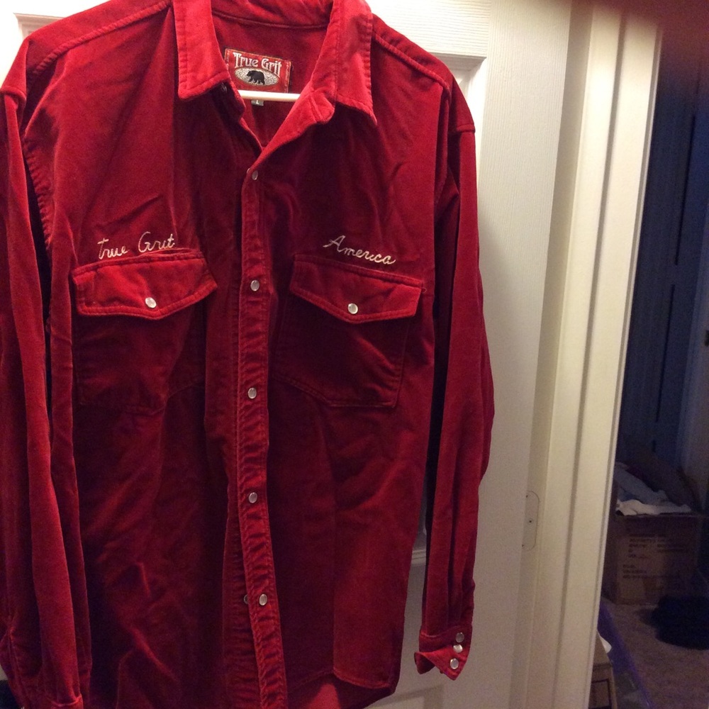 True Grit vintage velvet button up Large